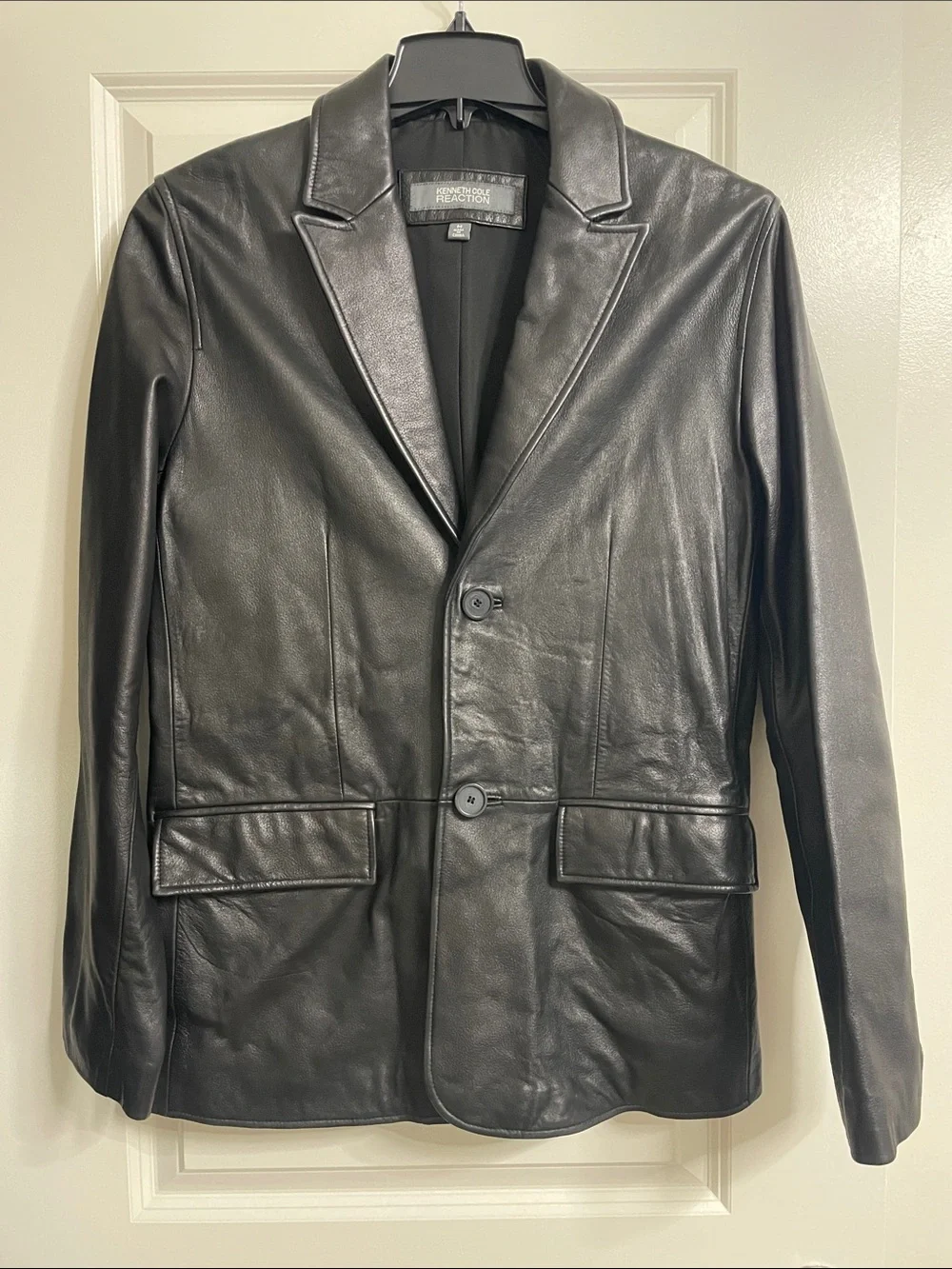 Kenneth Cole Vintage Black Leather Jacket Blazer Men’s Size Medium